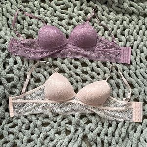 Pink and purple bras